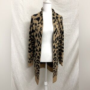 BP Leopard Long Cardigan XXS Fits XS–S/M Soft Open Front Animal Print Sweater